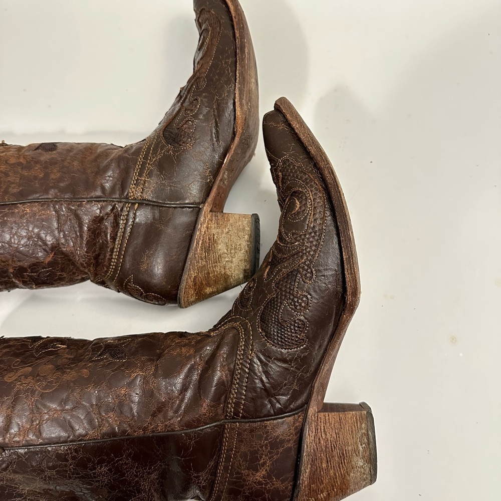 CORRAL Women's Vintage Lizard Inlay Snip Toe Cowgirl Boots C2109 Size 9.5 - Picture 10 of 16